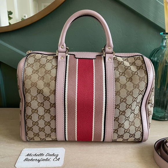 ❌SOLD❌Gucci Boston GG Supreme Canvas Lt Pink Nude Bag 2 - Picture 11 of 13